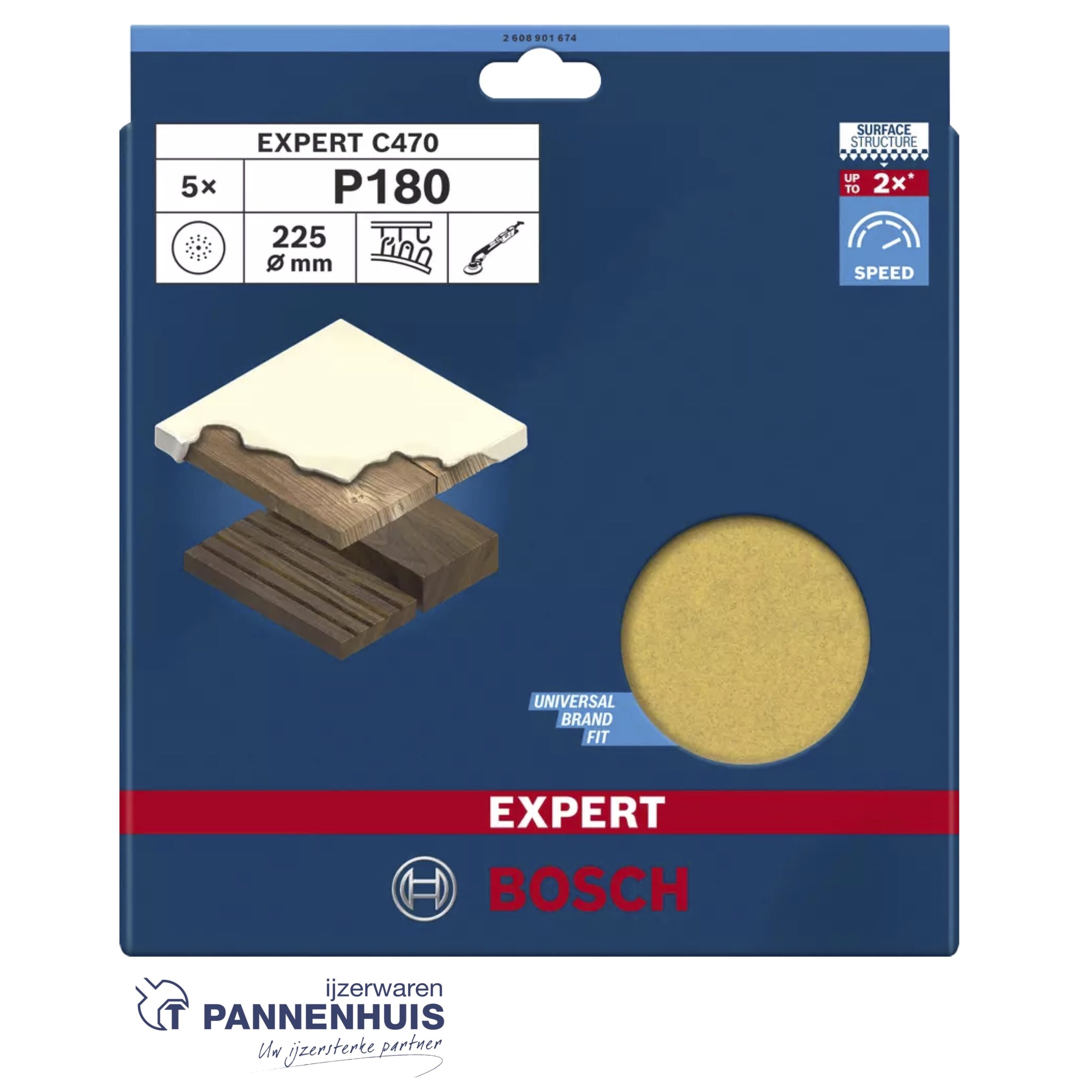 Bosch Schuurvel C470 225 mm P180 19 g 5x - Afbeelding 2