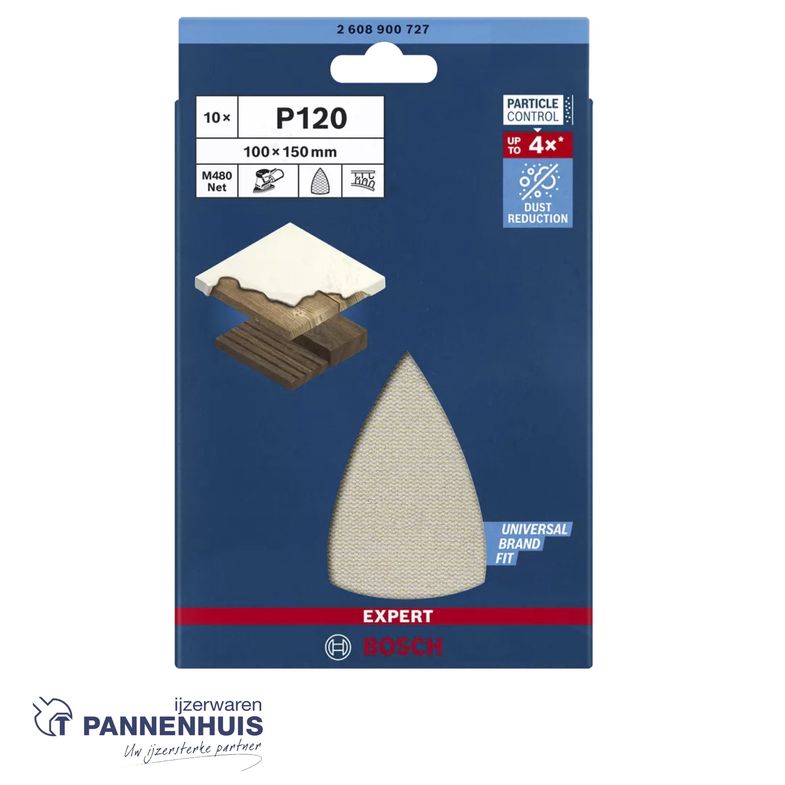 Bosch Schuurnet 100 x 150 mm, K120, 10x M480 - Afbeelding 2