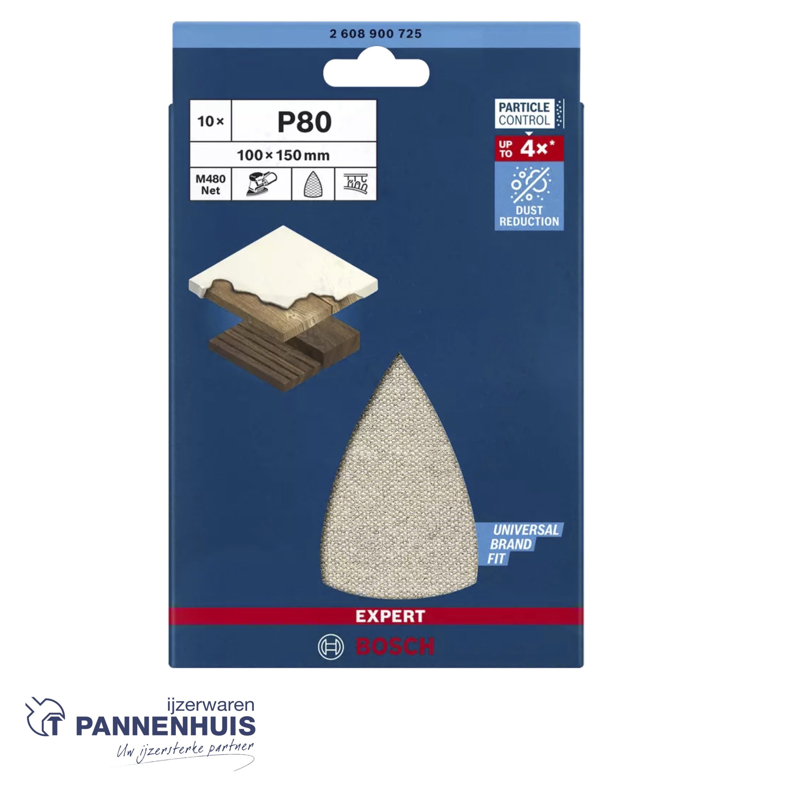 Bosch Schuurnet 100 x 150 mm, K 80, 10x M480 - Afbeelding 2