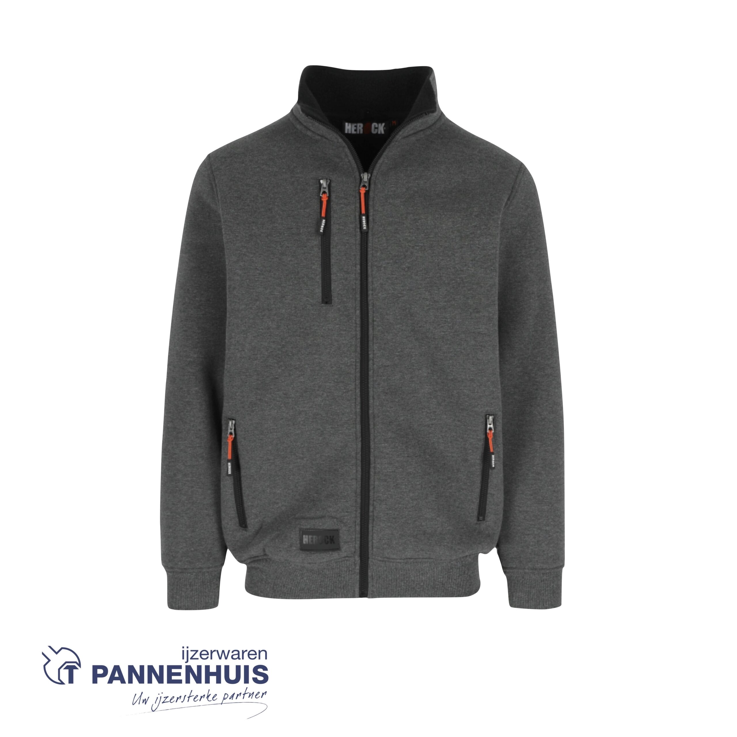 Herock Otar sweater met kraag donker heather grijs XXL