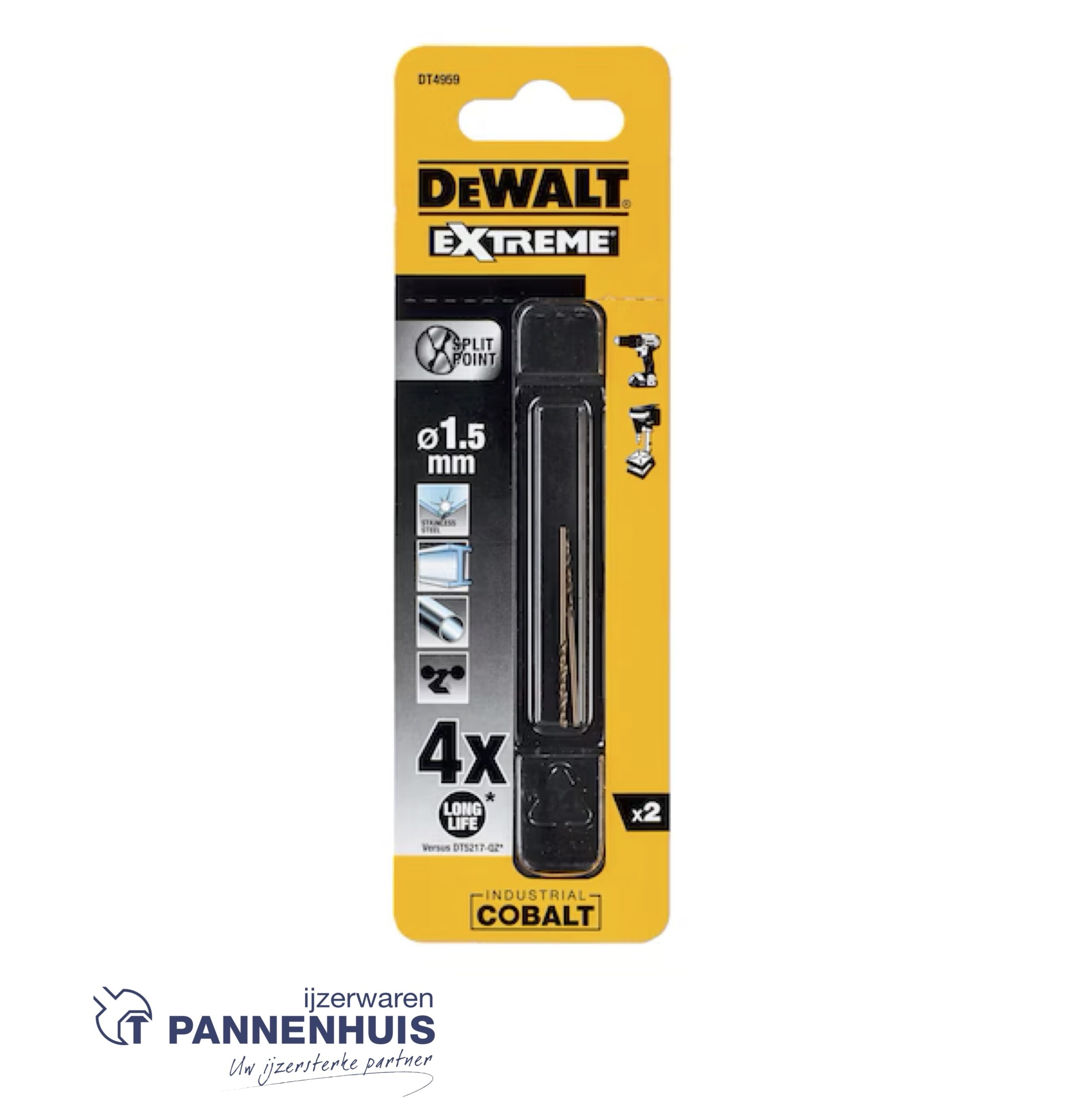 Dewalt Cobaltboor industrial 1,5mm DT4959 (2st) - Afbeelding 2
