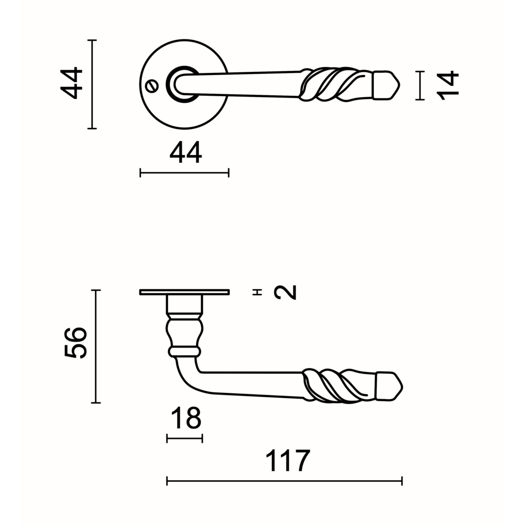 Deurkruk Pro HARMONIE IJZER ROND R+NO KEY - Afbeelding 2