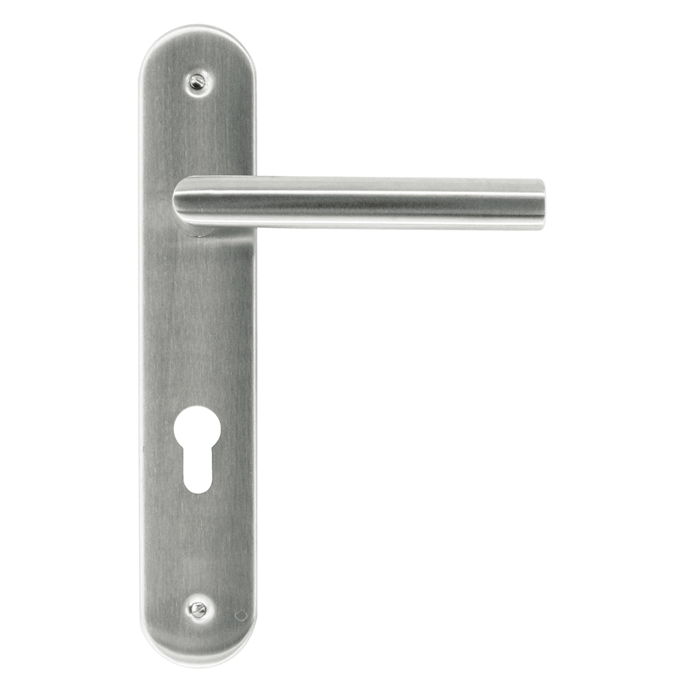 Deurkruk Pro I SHAPE 19mm Inox Plus Plaat + CYL 72mm