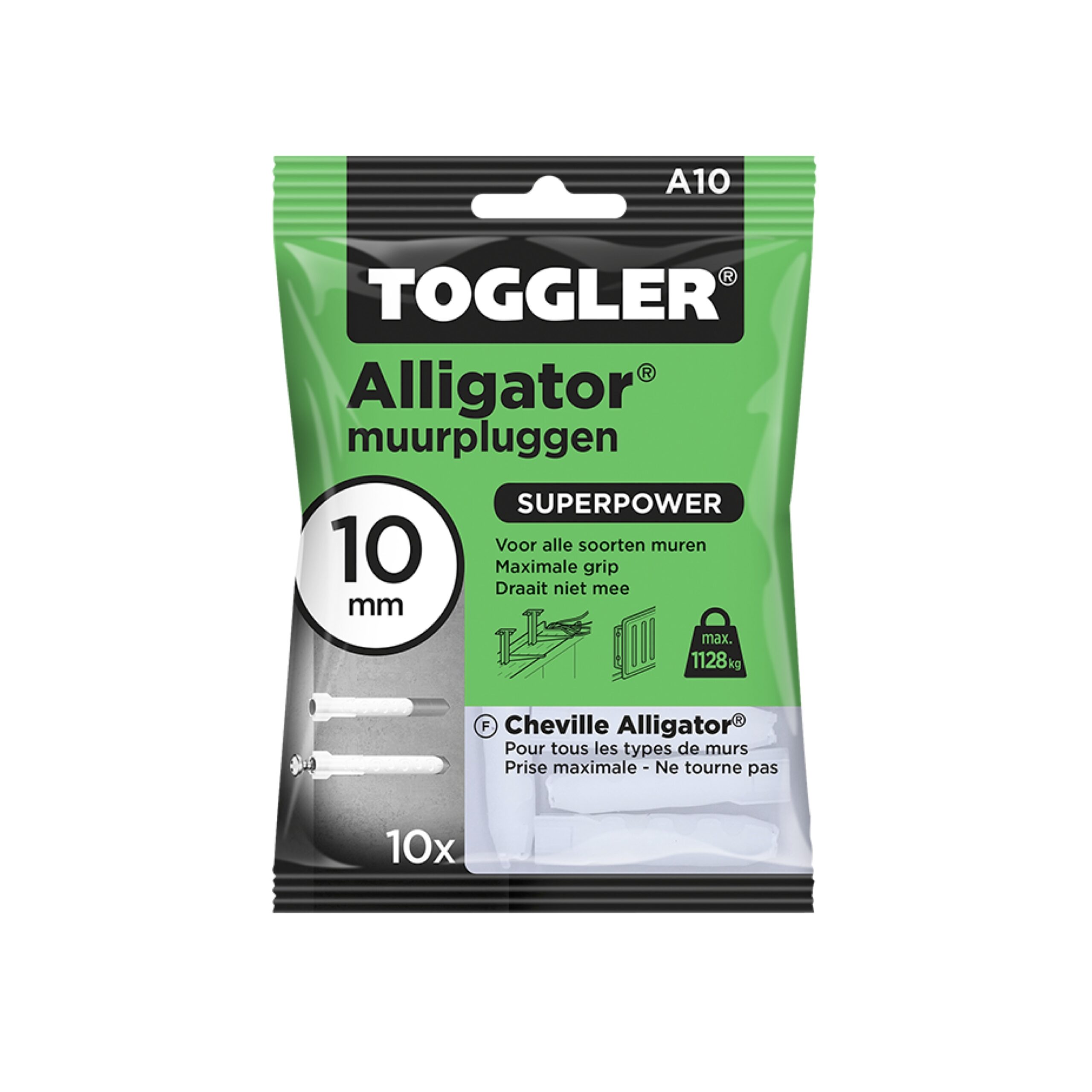 Toggler A10 Alligator Plug 10mm 10 st (groen) - Afbeelding 2