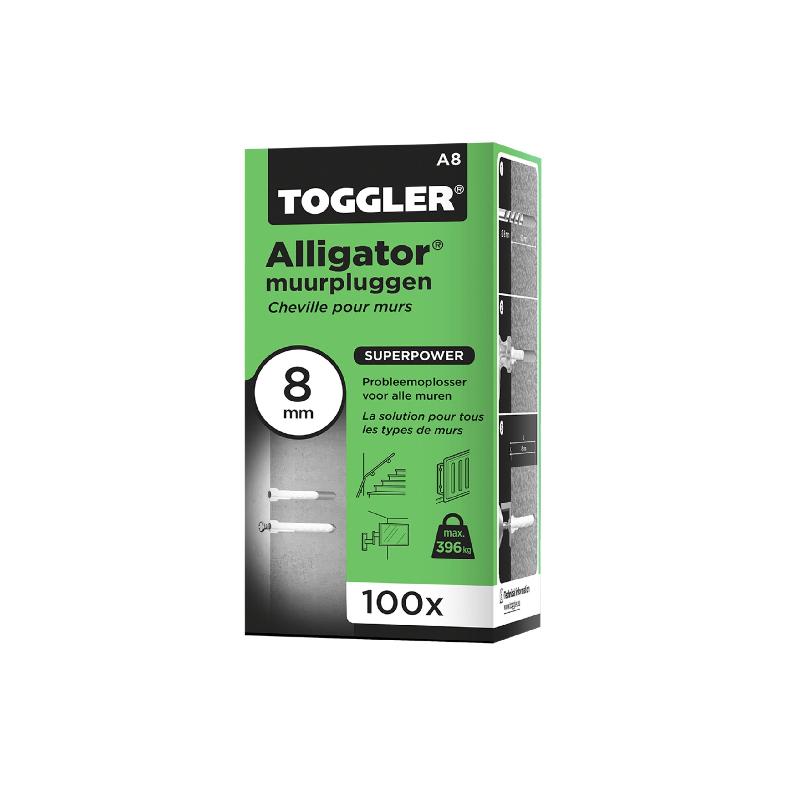 Toggler A 8 Alligator Plug 8mm 100 st (groen) - Afbeelding 2