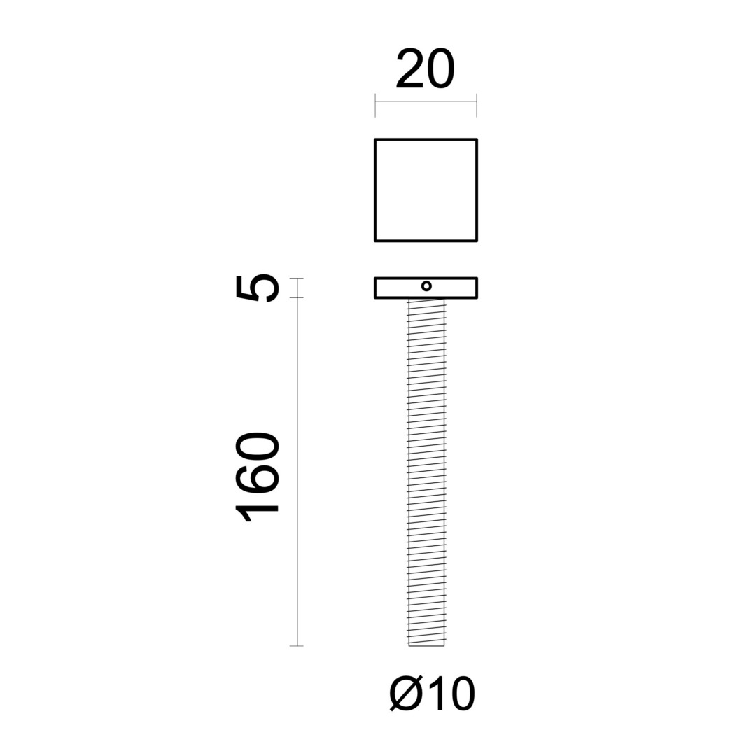 Bevestigingsset M10 trekker voor buitendeur/CARRE 20MM/160MM INOX PLUS - Afbeelding 2