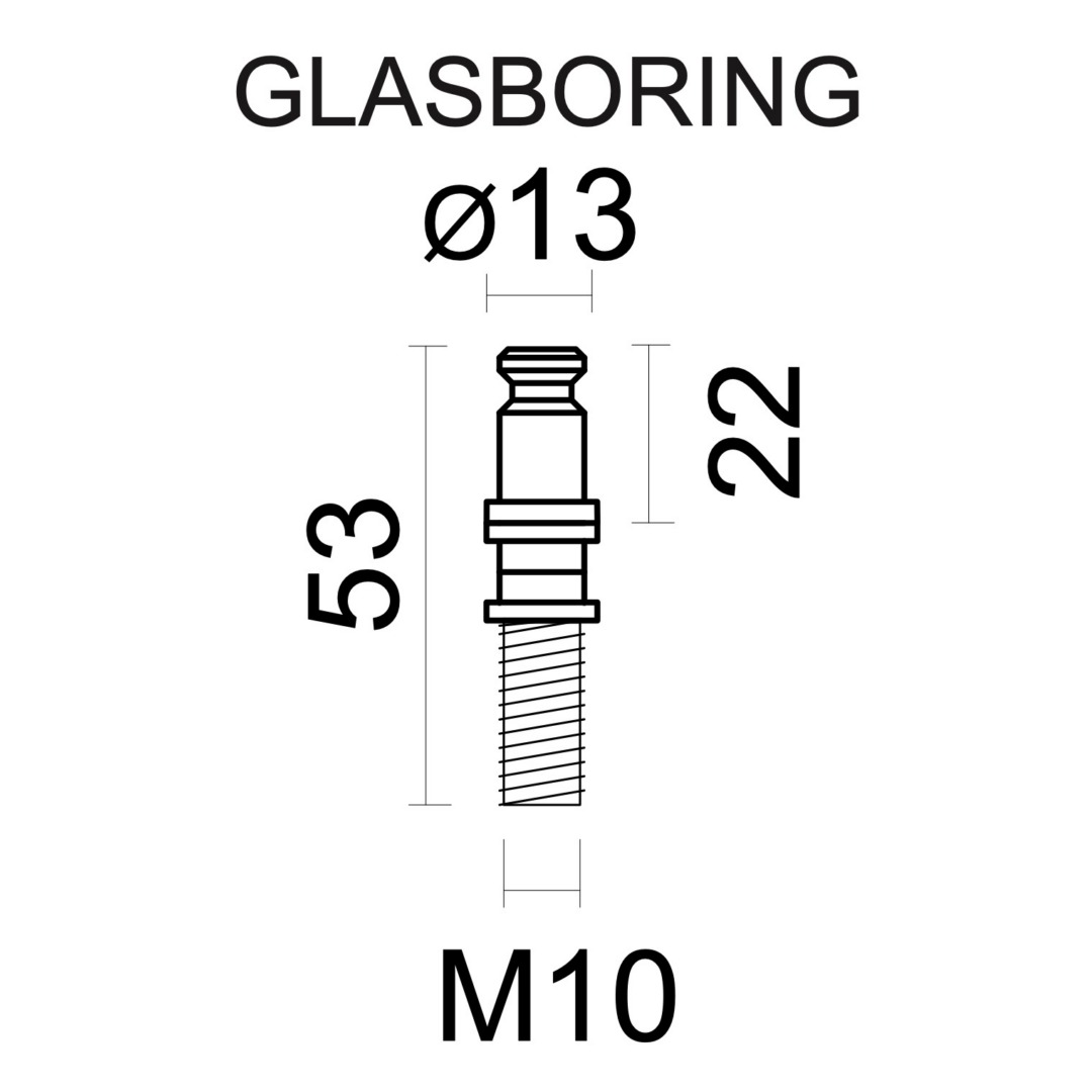 Bevestigingsset voor glasdeur M10 + Wit plastiek voor trekker CARRE 15/300 INOX PLUS - Afbeelding 2