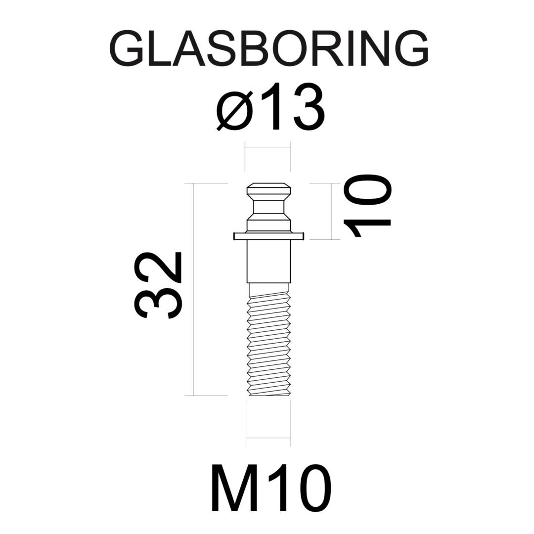 Bevestigingsset voor glasdeur M10 + Wit plastiek voor trekker ST INOX PLUS - Afbeelding 2