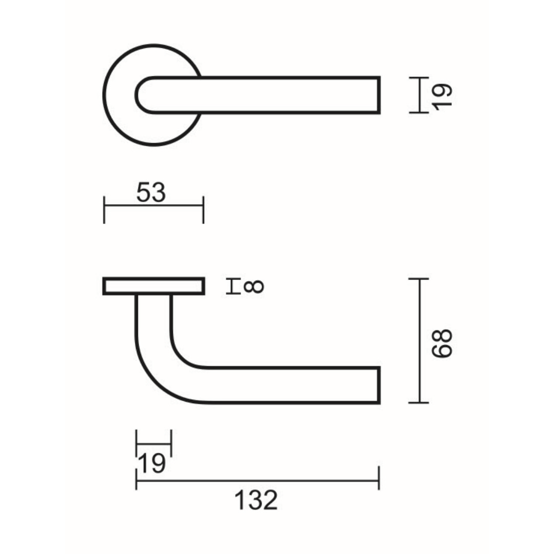 Deurkruk Pro ECO L SHAPE 19MM INOX 0% NIKKEL R+NO KEY - Afbeelding 2
