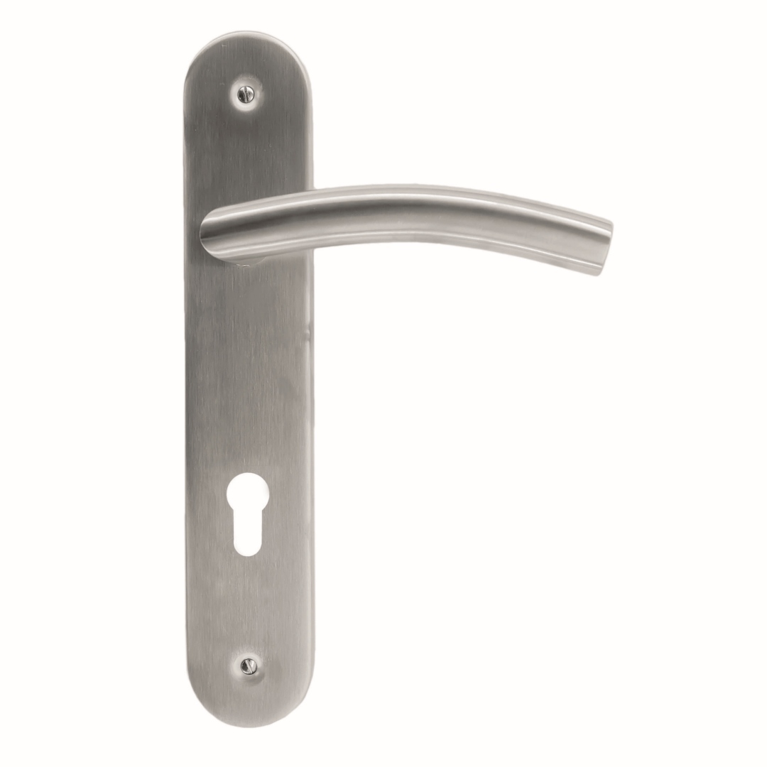 Deurkruk Pro GI SHAPE 19MM INOX PLUS PLAAT+CYL 85MM
