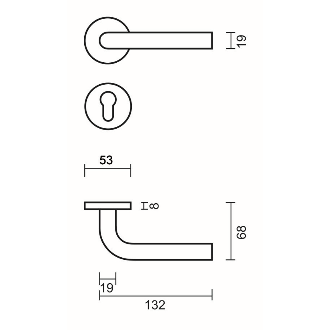 Deurkruk Pro L SHAPE 19MM CLASS 3 INOX PLUS R+E CYL - Afbeelding 2