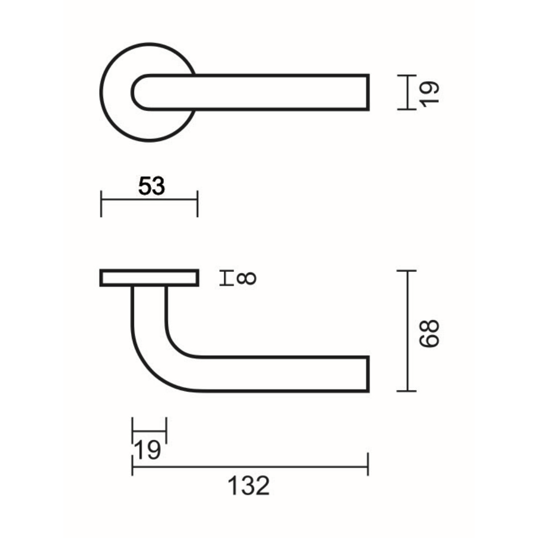 Deurkruk Pro L SHAPE 19MM CLASS 3 INOX PLUS R+NO KEY - Afbeelding 2