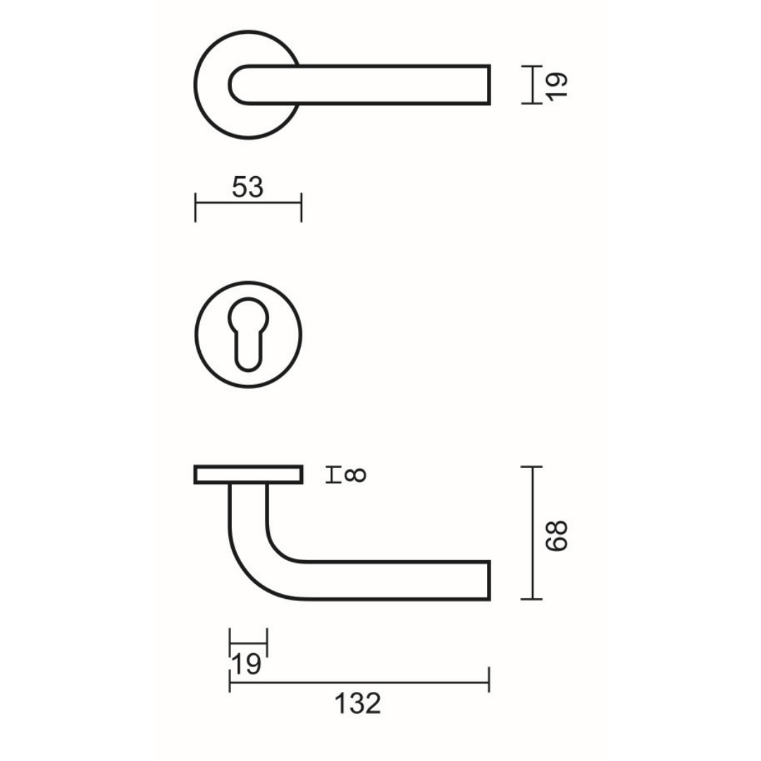 Deurkruk Pro L SHAPE 19MM TITANIUM R+E CYL - Afbeelding 2