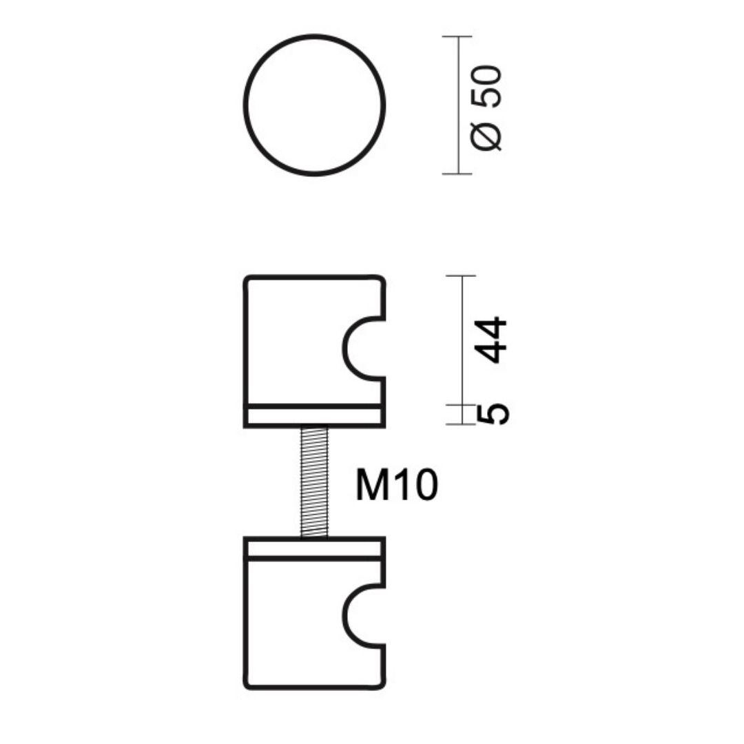Vaste top H 50 MASSIEF INOX PLUS PAAR DEURDIKTE>3CM - Afbeelding 2