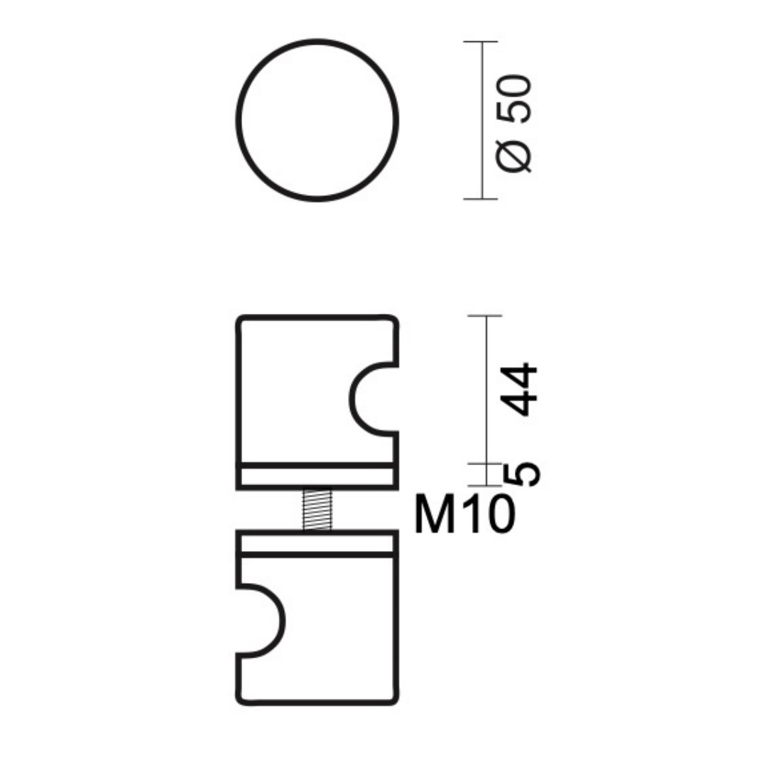 Vaste top H 50 MASSIEF INOX PLUS PAAR VOOR GLAS - Afbeelding 2