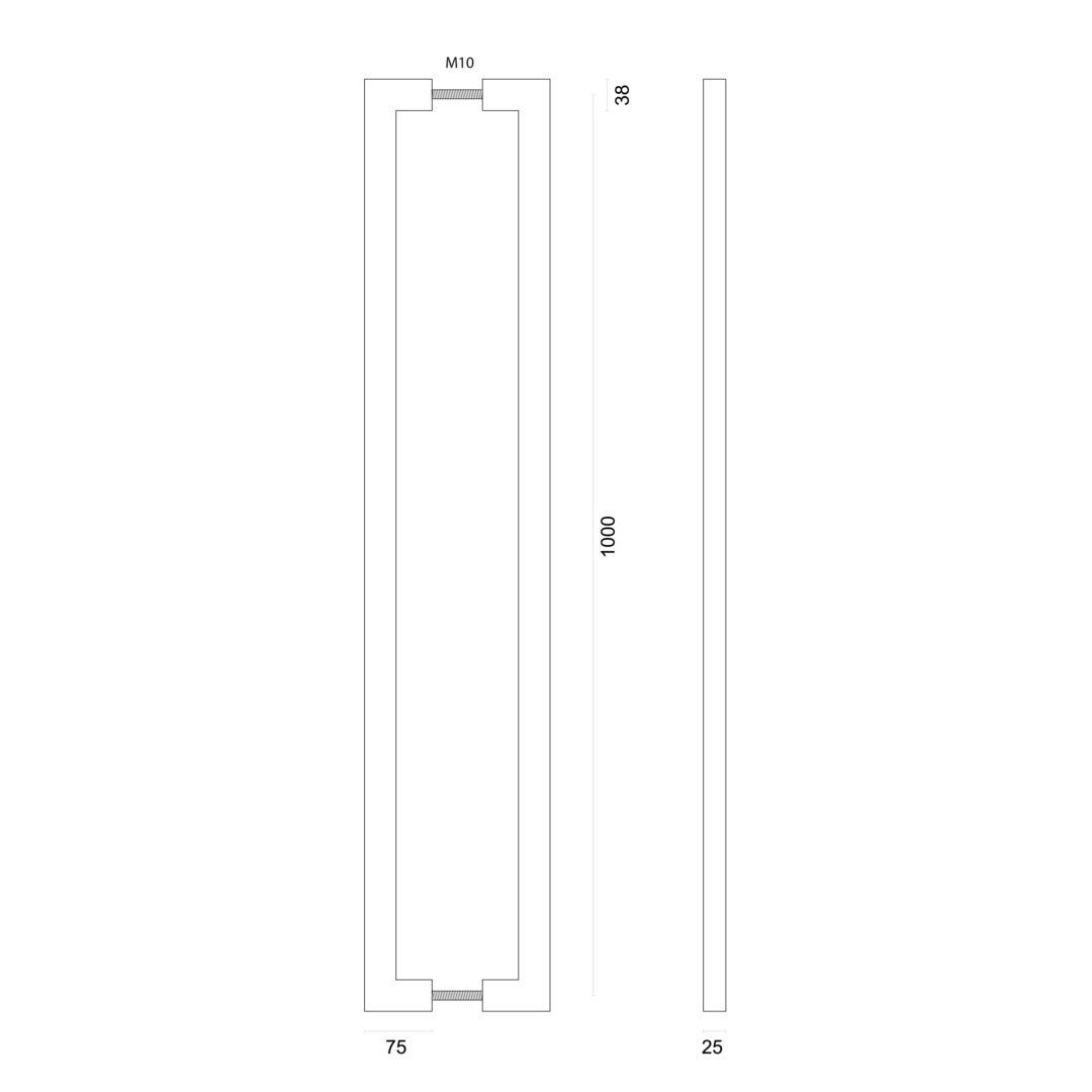 Trekker CARRE 25/1000 INOX PLUS PAAR DEURDIKTE>3CM - Afbeelding 2