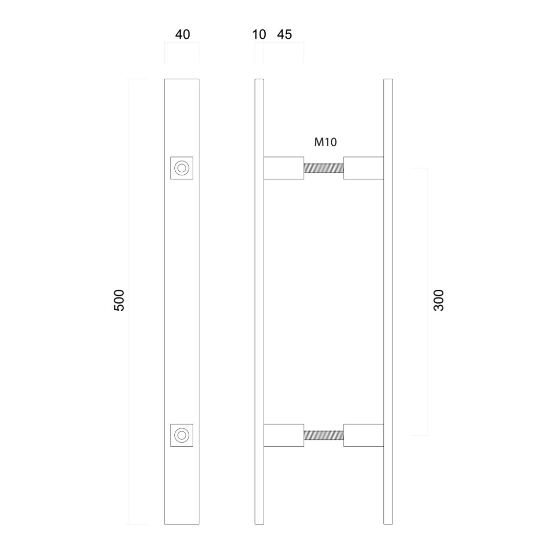 Trekker FLAT 300/500 INOX PLUS PAAR DEURDIKTE>3CM - Afbeelding 2