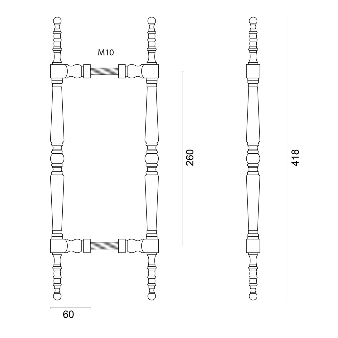 Trekker RUBENS INOX LOOK PAAR DEURDIKTE>3CM - Afbeelding 2