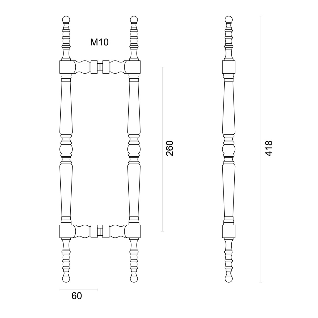 Trekker RUBENS INOX LOOK PAAR VOOR GLAS - Afbeelding 2