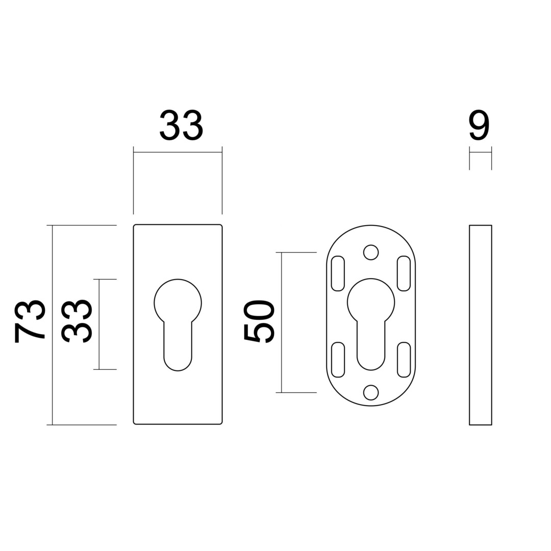 Veiligheidscilinderplaatje RECHTHOEK INOX PLUS 9MM - Afbeelding 2