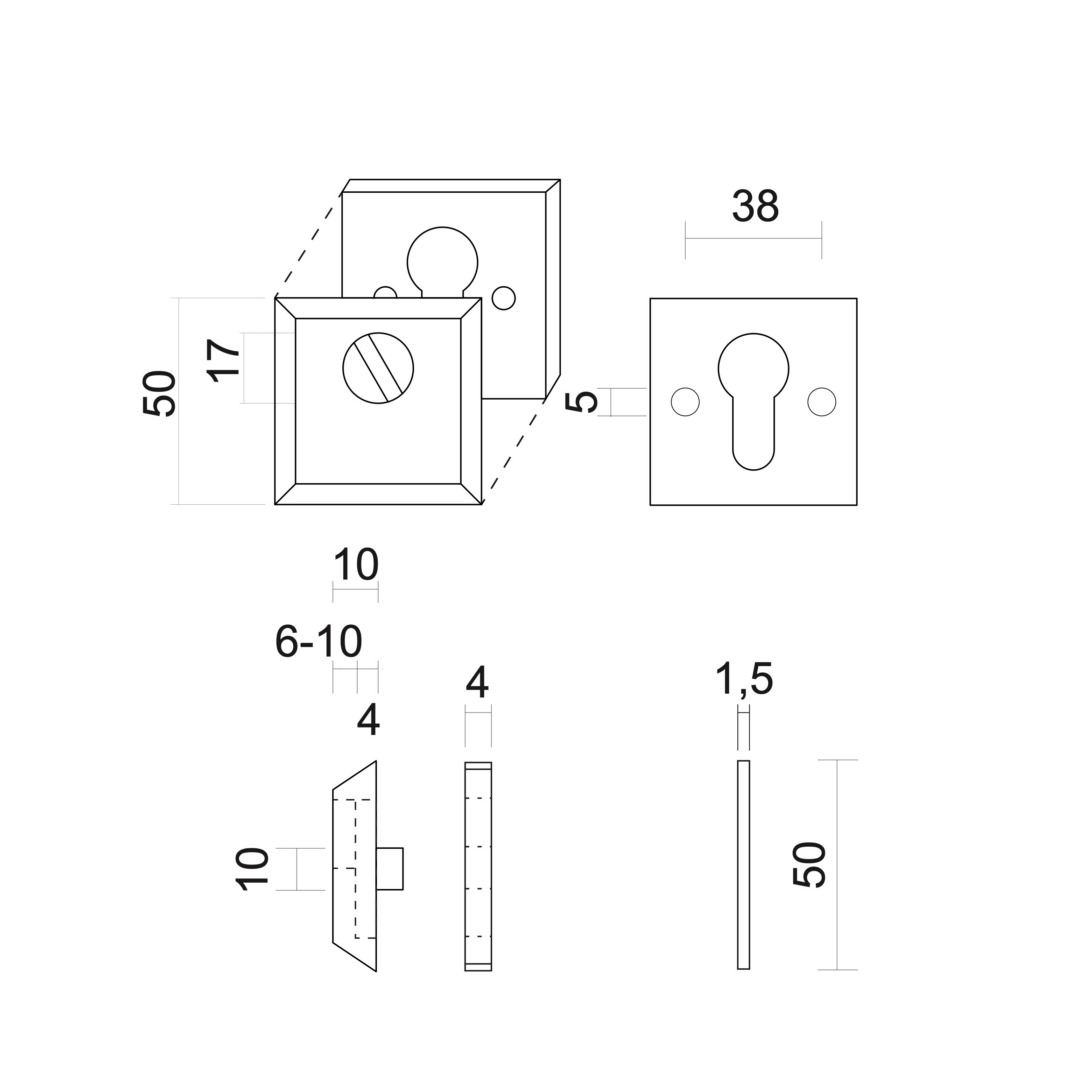 Veiligheidscilinderplaatje SQUARE SAFE INOX PLUS 6MM - Afbeelding 2