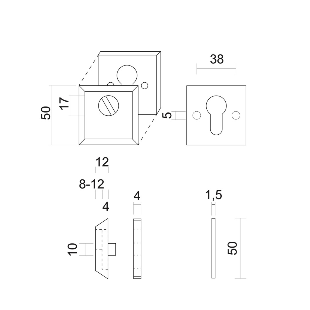 Veiligheidscilinderplaatje SQUARE SAFE INOX PLUS 8MM - Afbeelding 2