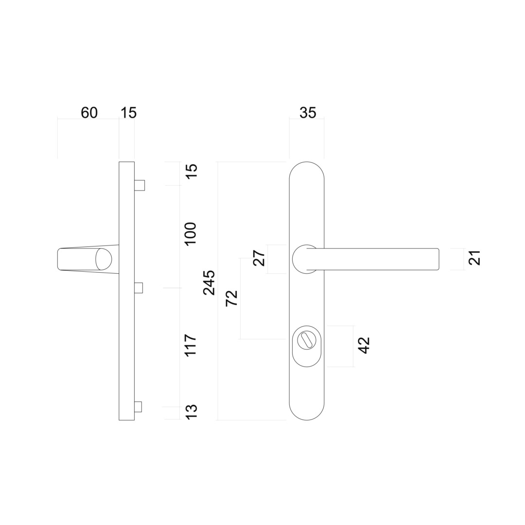 Veiligheidsgarnituur ovaal KRUK+KRUK SAFE ALU 72MM SKG** - Afbeelding 2