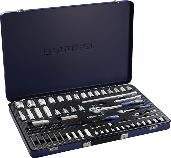 Promat Dopsleutelset 91-delig 1/4 + 1/2 inch sleutelwijdtes 4-32 mm aantal tanden 20/36
