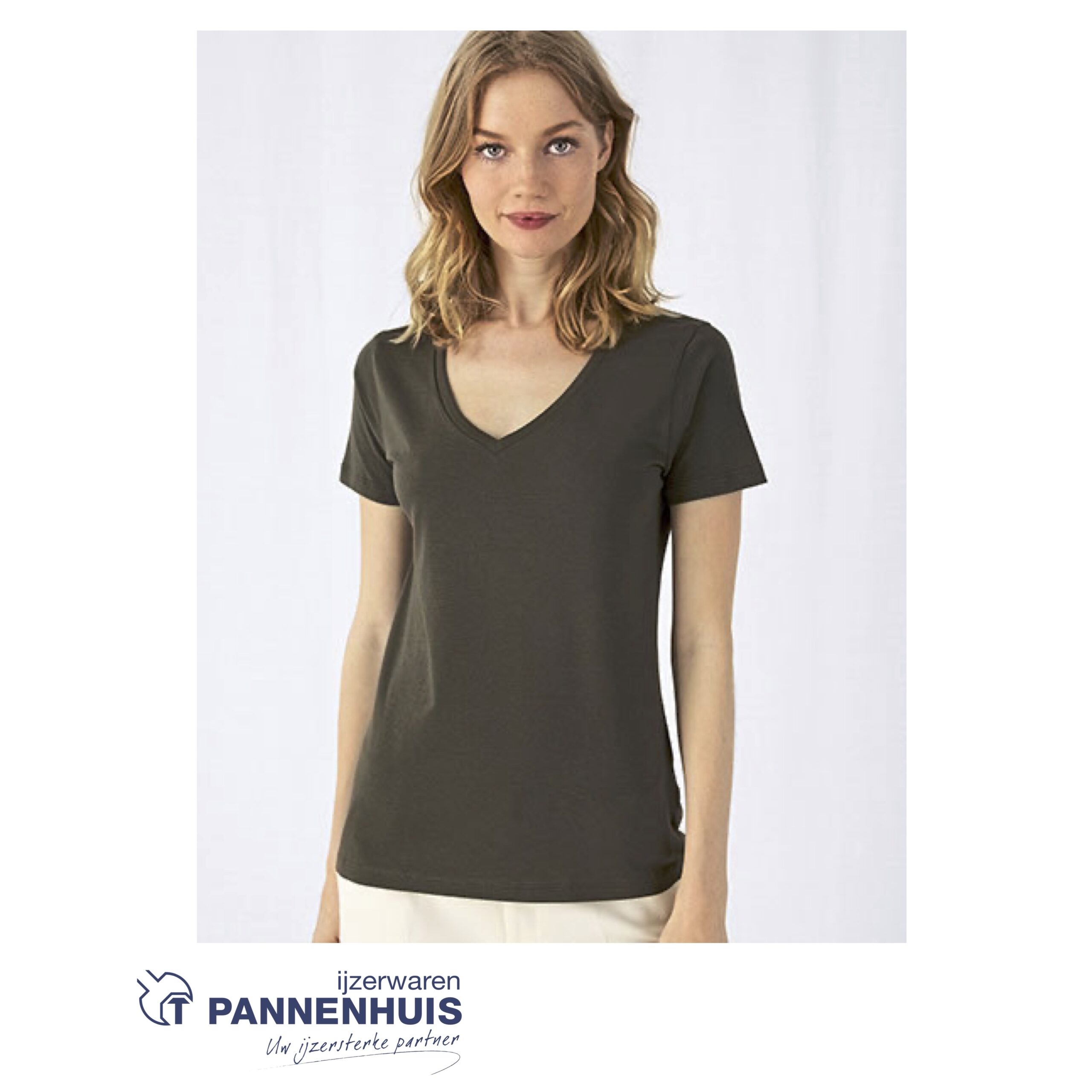 t-shirt zwart v-hals dames Zwart - Afbeelding 2
