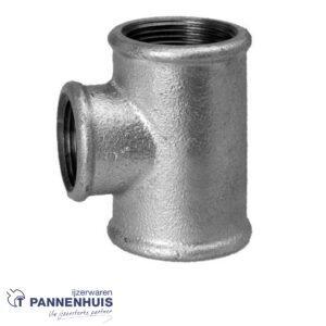 Verzinkt T reductie stuk V/V/V 1/2" - 3/8" - 1/2"
