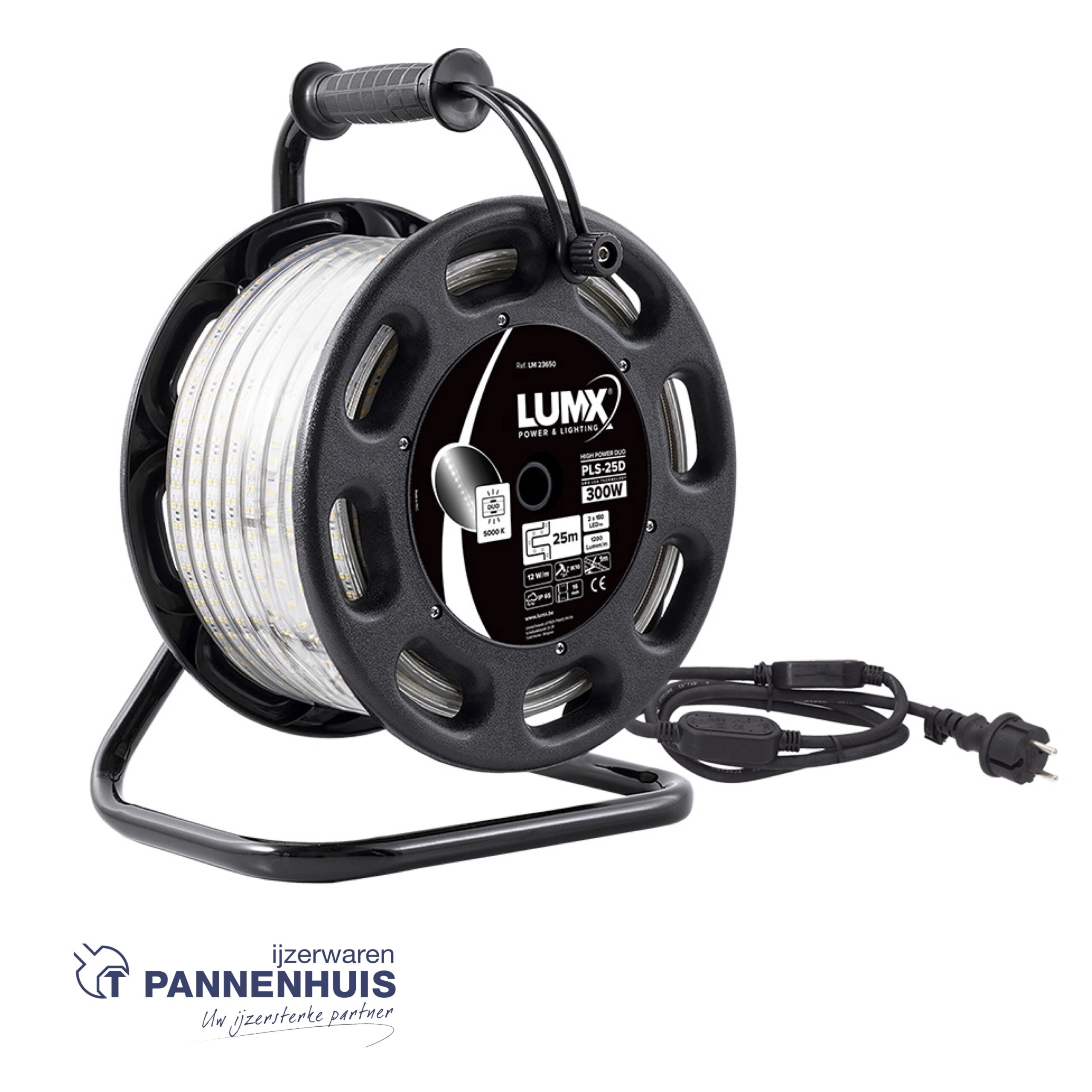 Lumx LED lichtslang High Power DUO op haspel 25m - 2x180led/m - H=8mm