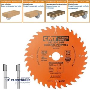 CMT Universele cirkelzaag HW 230x30x2,8 Z36 Massieve houtsoorten, Multiplex
