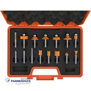CMT 15-delige bovenfrezenset in oranje opbergkoffer, HW S=8mm Z2