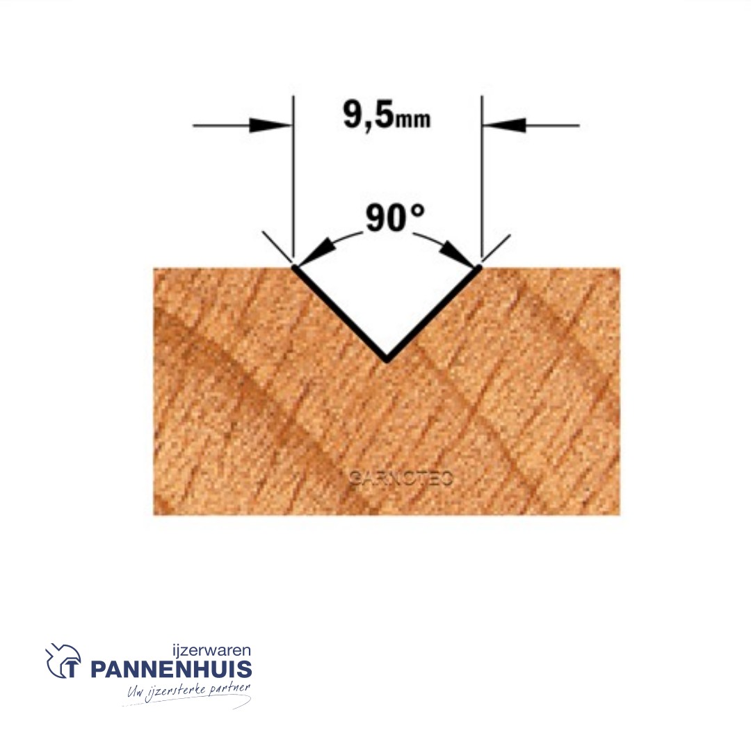CMT V-groef frees 90° HW D=9,5 x 12.7mm 90° L=44,5 S=8 Z2 - Afbeelding 3