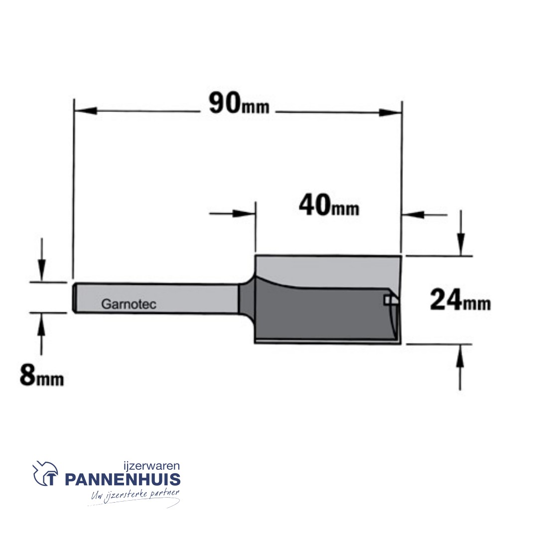 CMT Rechte groeffrees, HW D=24 x 40mm L=80 S=8 Z2+1 - Afbeelding 2
