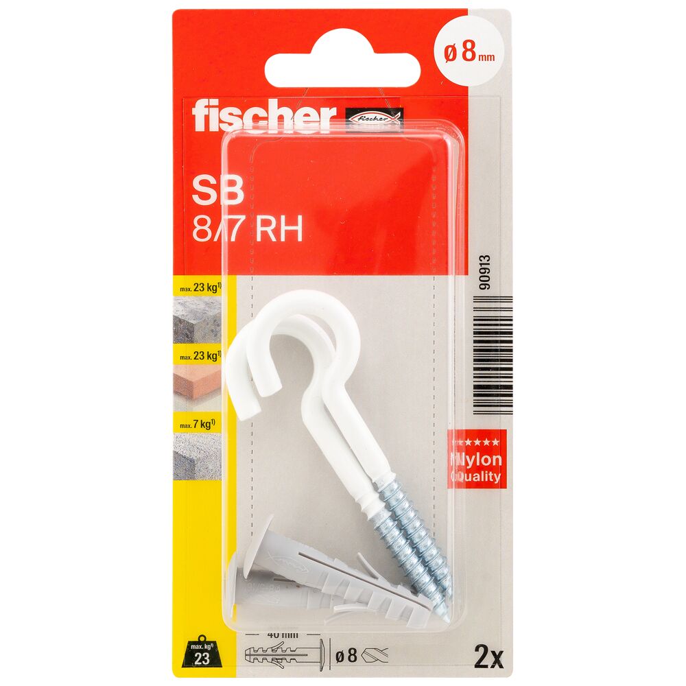 fischer Plug SB 8 K met nylon winkelhaak (blister) - Afbeelding 2