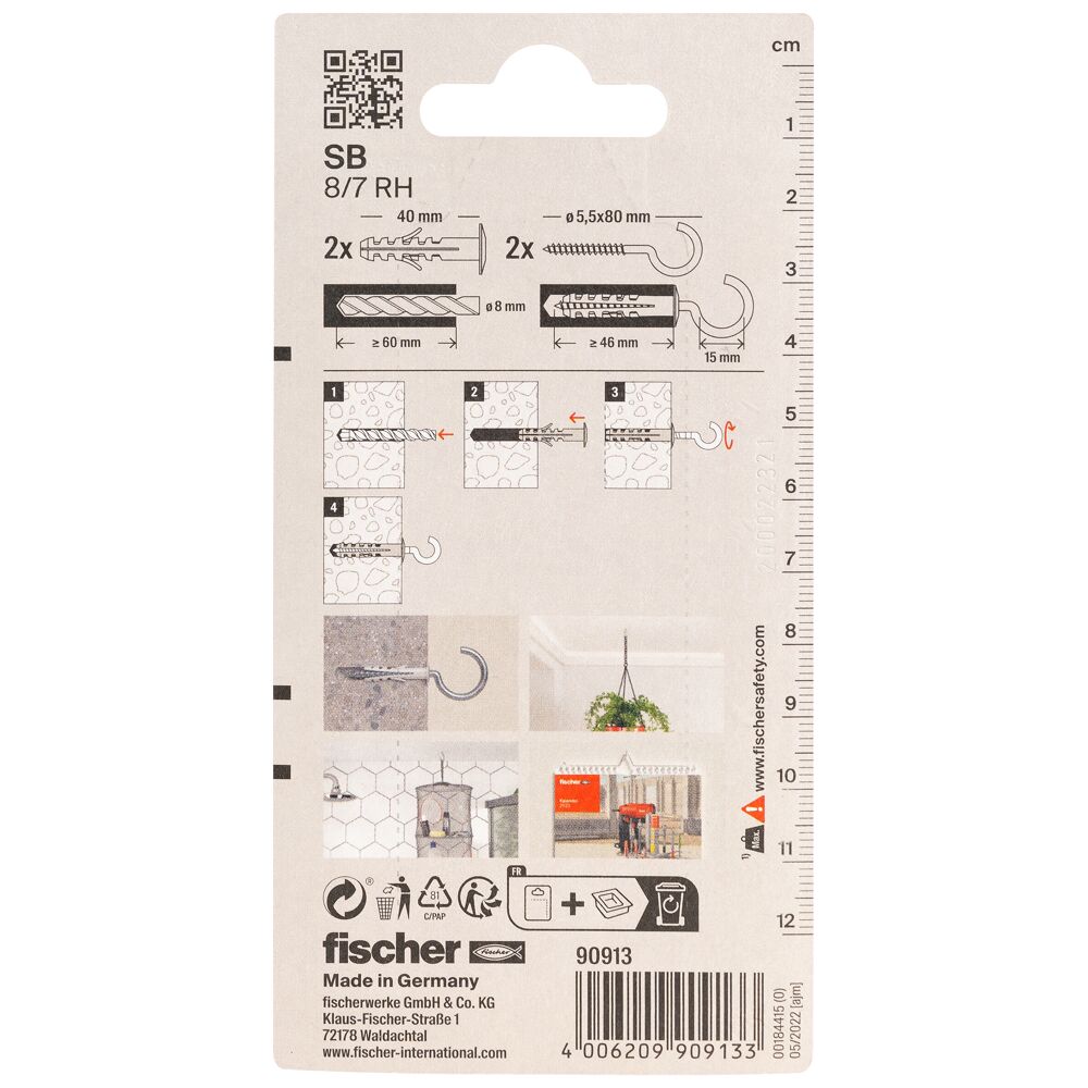 fischer Plug SB 8 K met nylon winkelhaak (blister) - Afbeelding 4