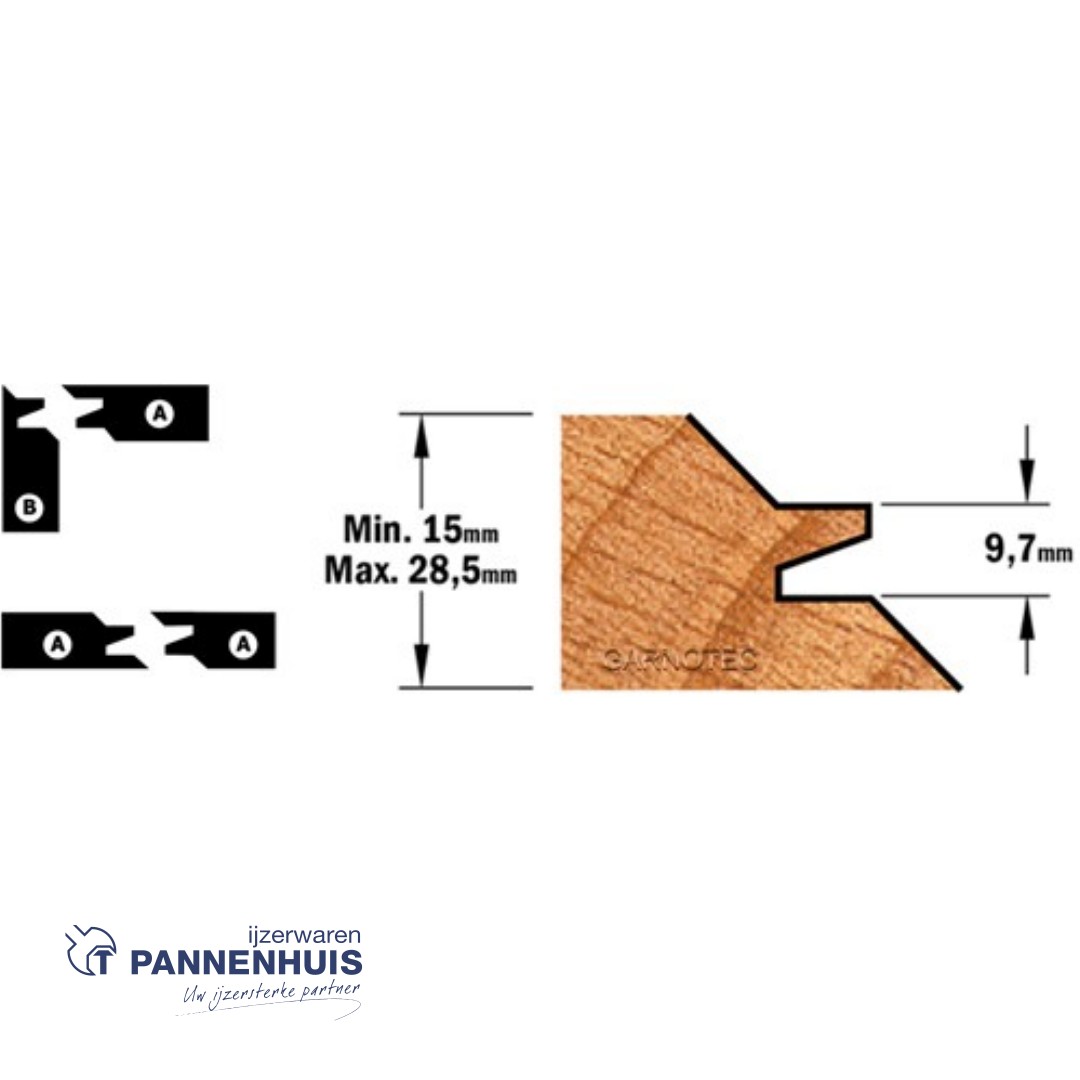 CMT Verstekfrees met rechte hoeken, HW D=70 x 31,7mm 45° L=70 S=12 Z2 - Afbeelding 3
