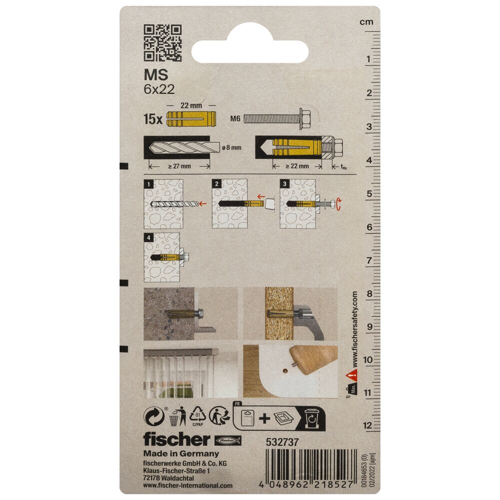 fischer Messingplug MS 6 x 22 (blister) - Afbeelding 4