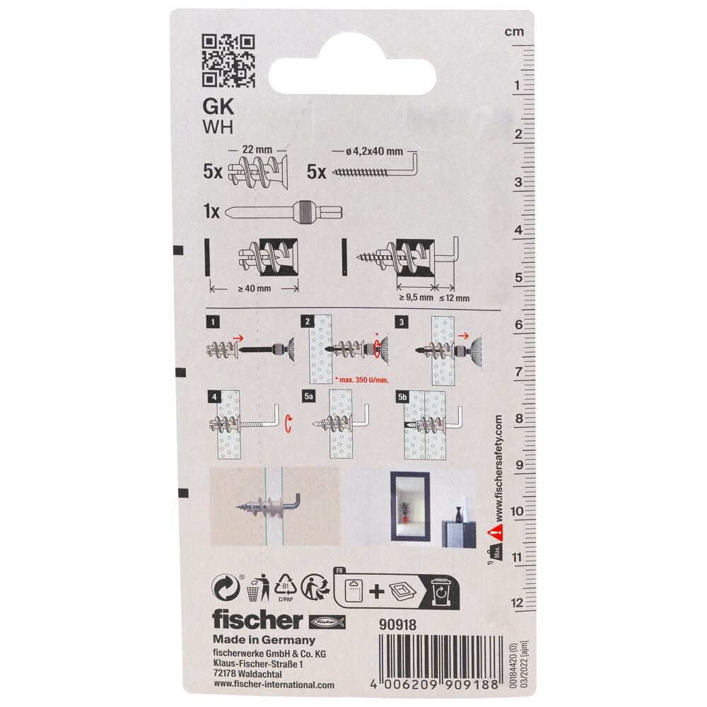 fischer Gipsplaatplug GK met winkelhaak (blister) - Afbeelding 4