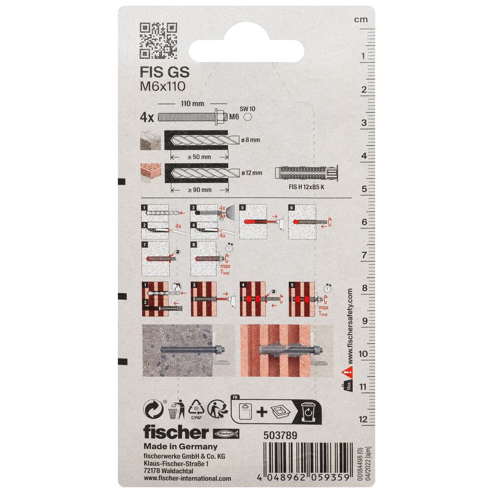 fischer Draadstang FIS GS M 6X110 K NV (Blister) - Afbeelding 5