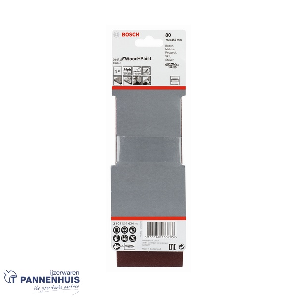 Bosch Schuurband X440 75x457 K 80 BFW 3 St. - Afbeelding 2