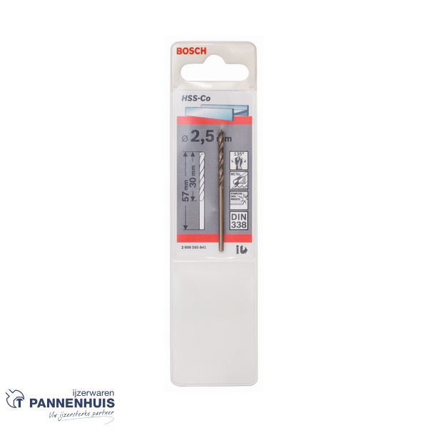 Bosch Metaalboor HSS-Co, DIN 338, 2,5 x 30 x 57 mm - Afbeelding 2