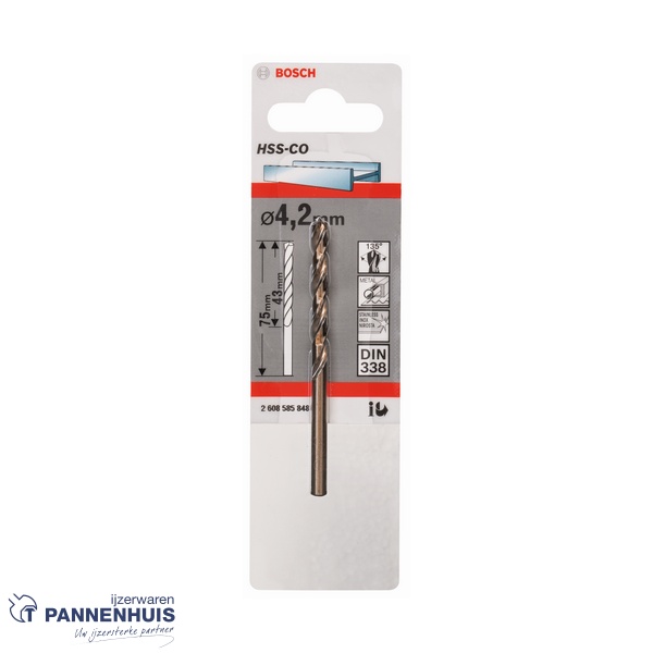 Bosch Metaalboor HSS-Co, DIN 338, 4,2 x 43 x 75 mm - Afbeelding 2