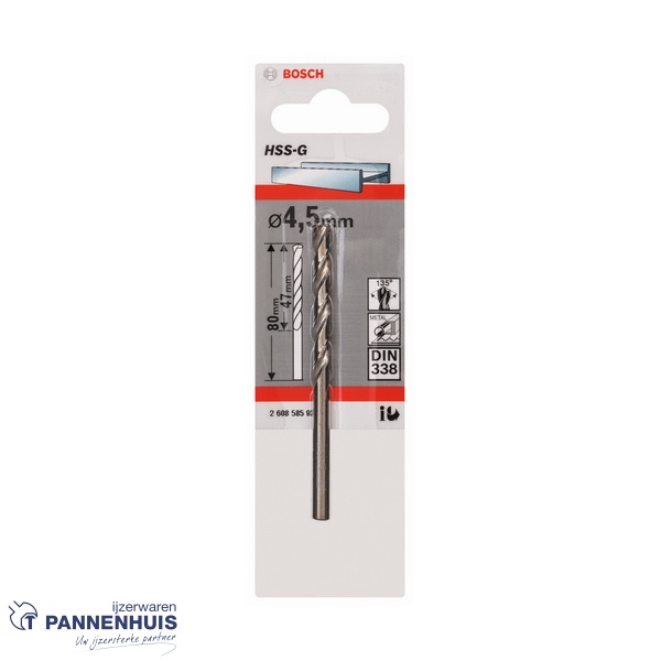 Bosch Metaalboor HSS-G, DIN 338, 4,5 x 47 x 80 mm - Afbeelding 2