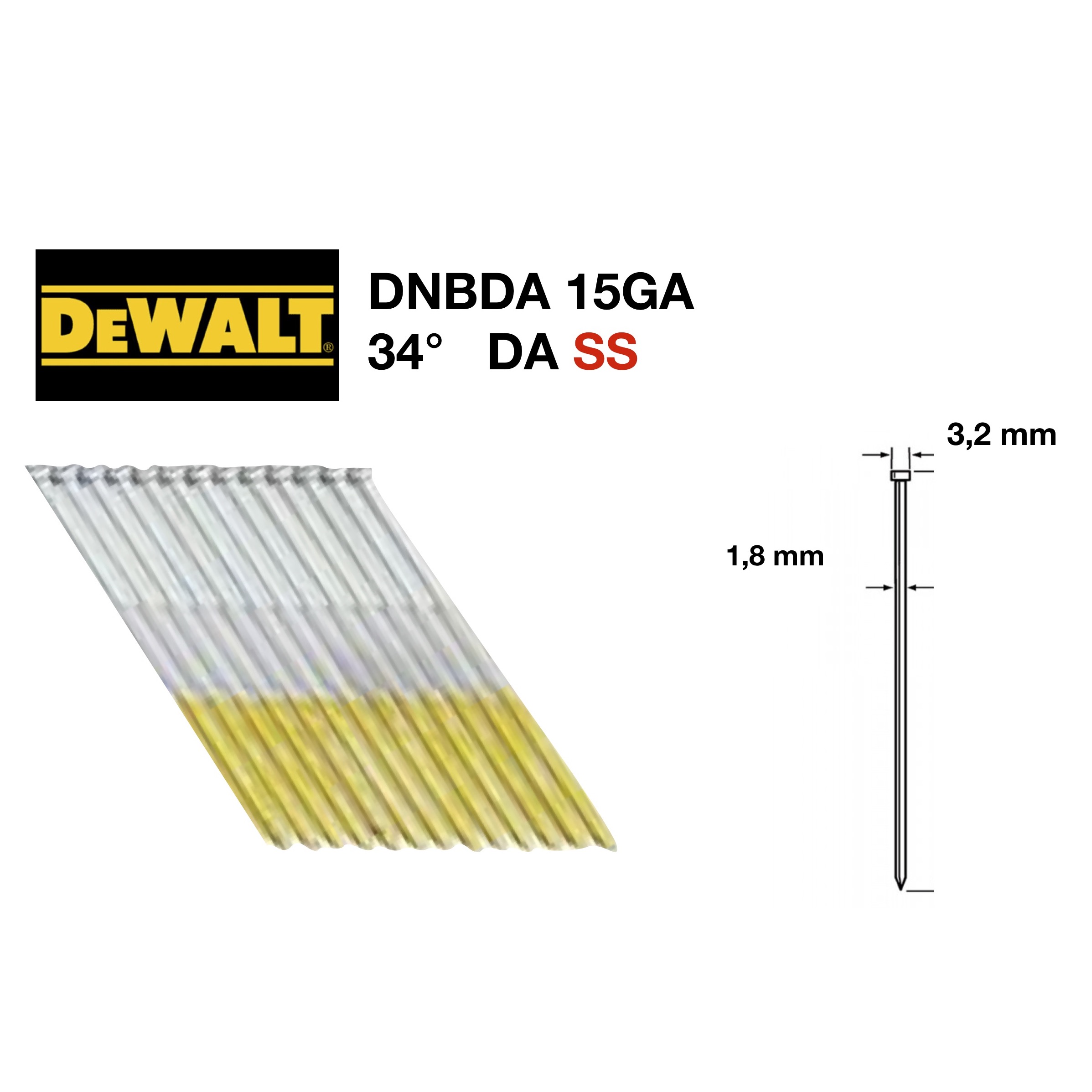 Dewalt DNBDA15 Nagels 1.8-50 RVS 4000 st (DA)