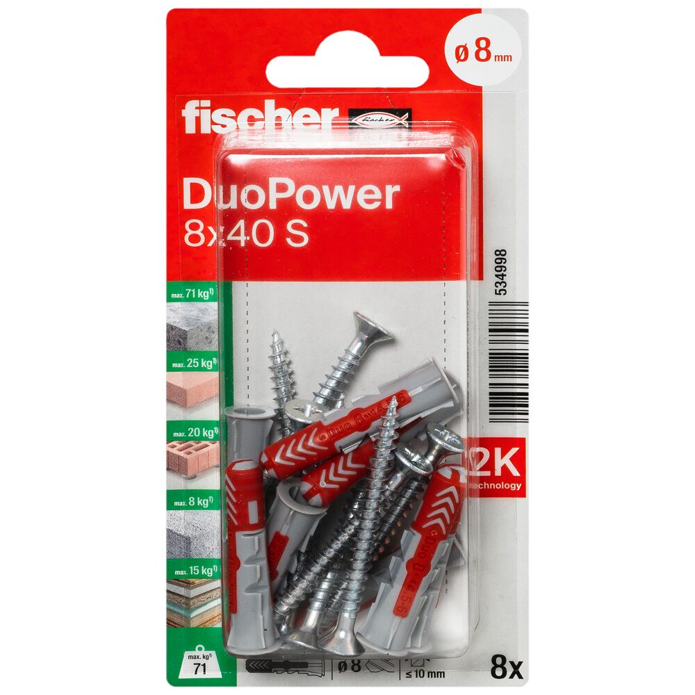 fischer DuoPower 8x40 met schroef (blister) - Afbeelding 2