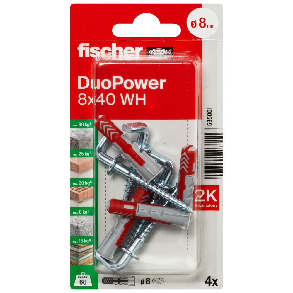 fischer DuoPower 8x40 met winkelhaak (blister) - Afbeelding 2
