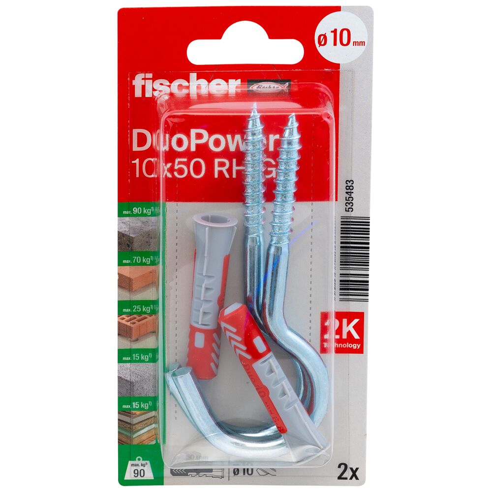 fischer DuoPower 10x50 met grote haak (blister) - Afbeelding 2