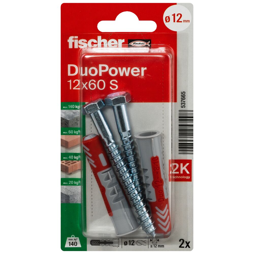 fischer DuoPower 12x60 met zeskantschroef (blister) - Afbeelding 2